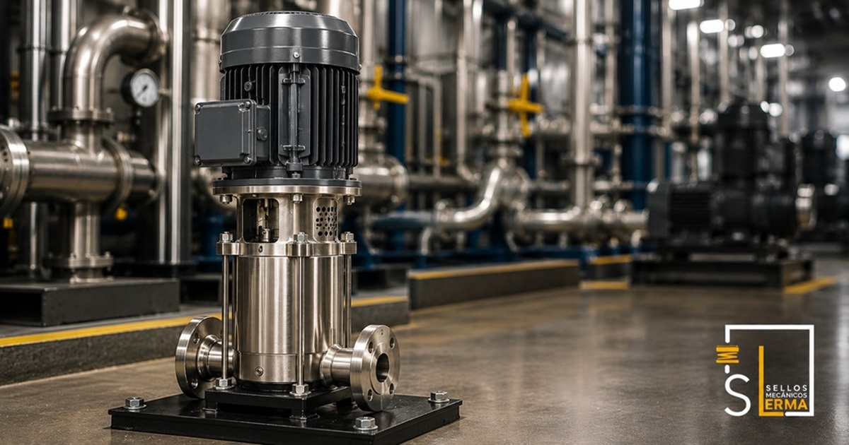 Bomba multietapas vertical Altamira Serie TRX en acero inoxidable junto a motor eléctrico IE3 Serie MTR, promoción de agosto 2026 en Guadalajara